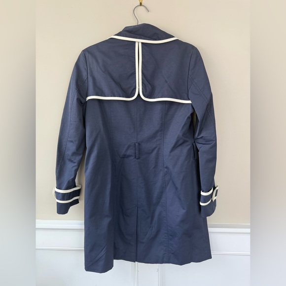 New York & Company Navy Trench Coat with White Accents - Picture 6 of 6